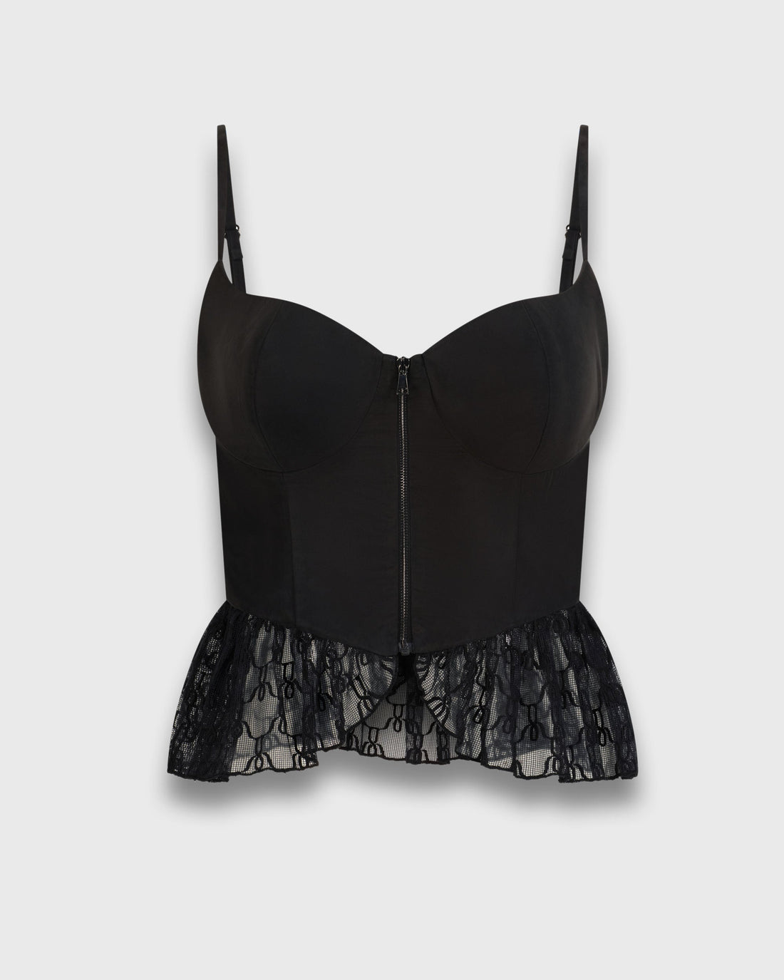 Black lace-trimmed top 