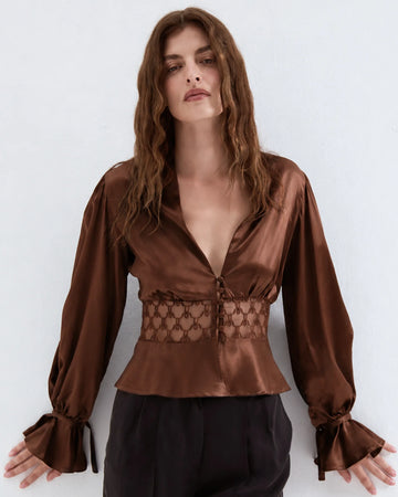  Brown Silk Top for Women