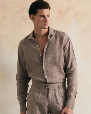 DIBAJJ Caelis Linen Shirt (Light Brown)